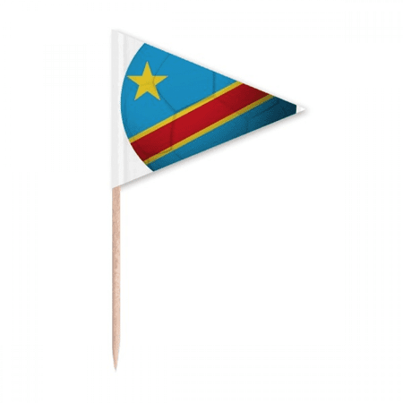 Congo National Flag Soccer Football Toothpick Triangle Cupcake Toppers Flag