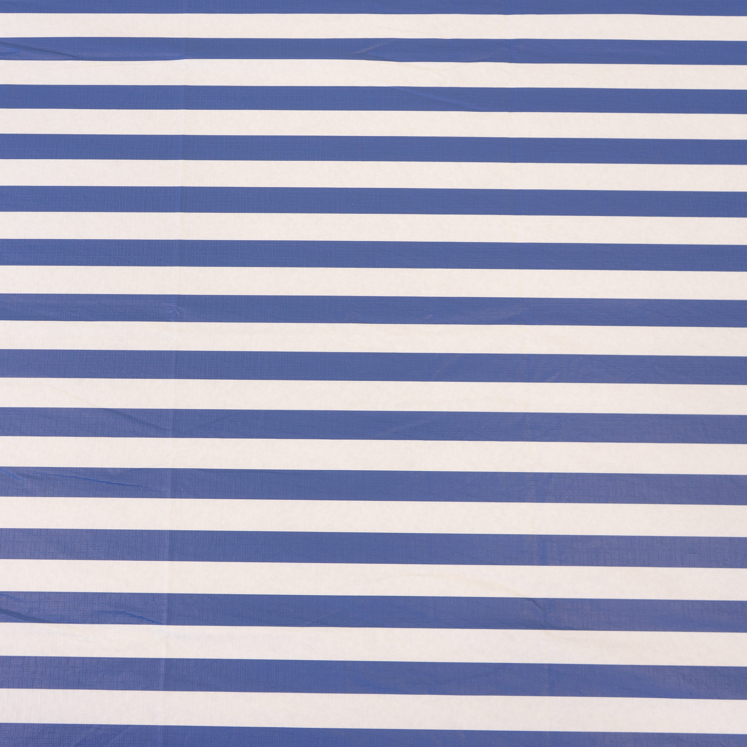 Waverly Inspirations Rectangular Elastic Fitted Table Cover Waterproof Vinyl Tablecloth With Flannel Backing, 6Ft Table, 72" x 30", White/Blue Stripe, 4 PK