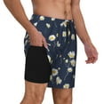 thumbnail image 2 of Kdxio Daisies Flowers Print Men's Swim Trunks with Compression Liner 7 Inch Inseam Quick Dry Swim Shorts, 2 of 7