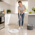 thumbnail image 3 of Spin Mop Replacement Head, Washable Microfiber Mop Refill with 6.3 Inch Round Head, Universal-Style Cleaning Pad for 360° Rotating Mop Systems and Household Floors, 3 of 4