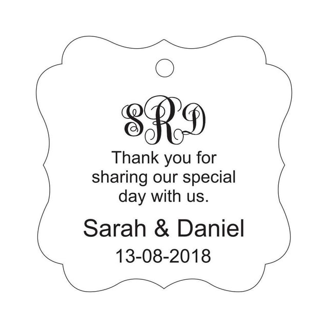 Darling Souvenir Thank You For Sharing Our Special Day Custom Monogram Initials Hang Tags Personalized Wedding Favor Gift Tags-White-50 Tags