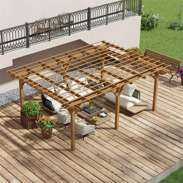 16’ X 12’ Pergola, Outdoor Pergola with Solid Structure, Patio Wood Pergola, Cedar Pergolas and Gazebos for Deck Yard Grill Party Garden