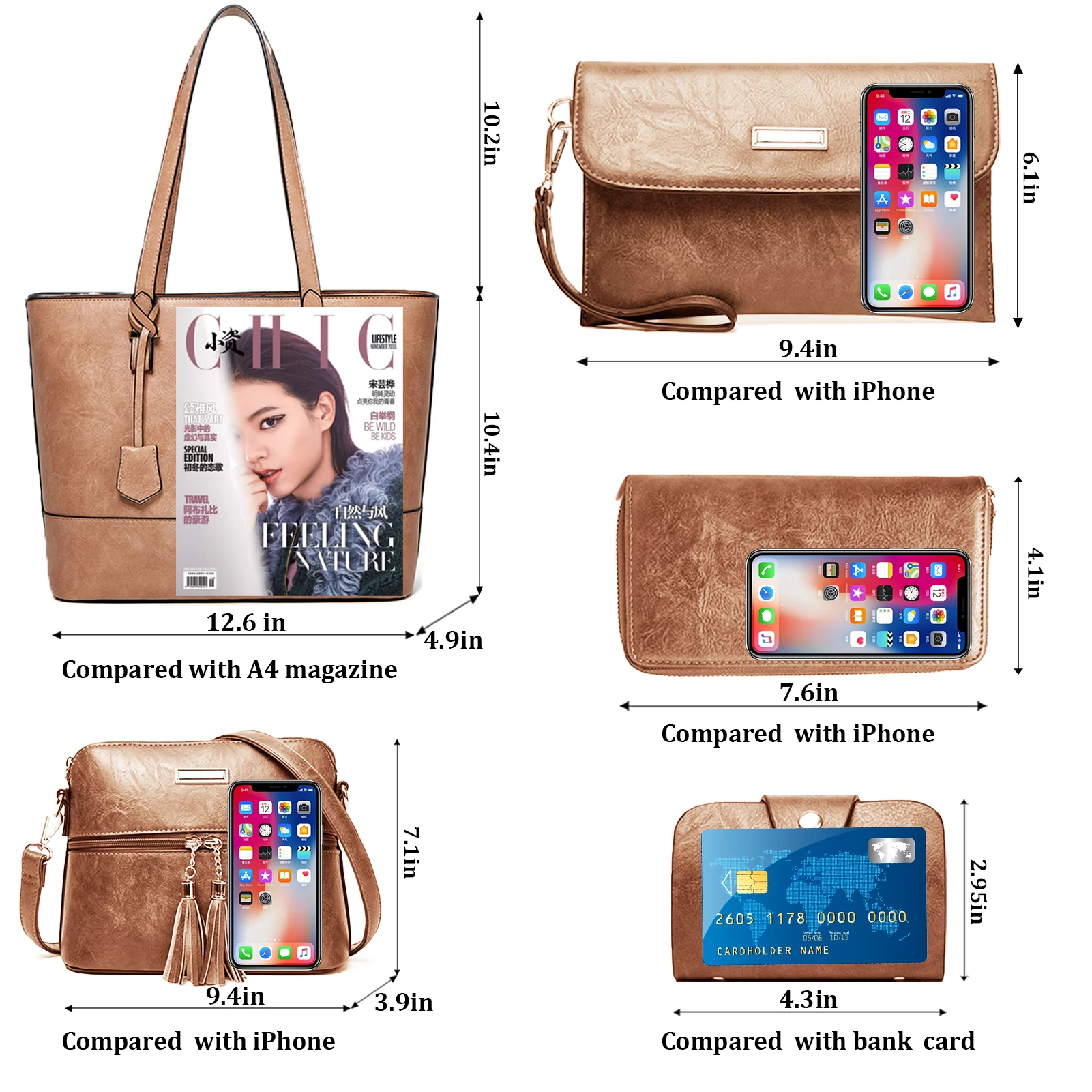 OUSIMEN Purses and Handbags for Womens Satchel Shoulder Tote Bags Wallets