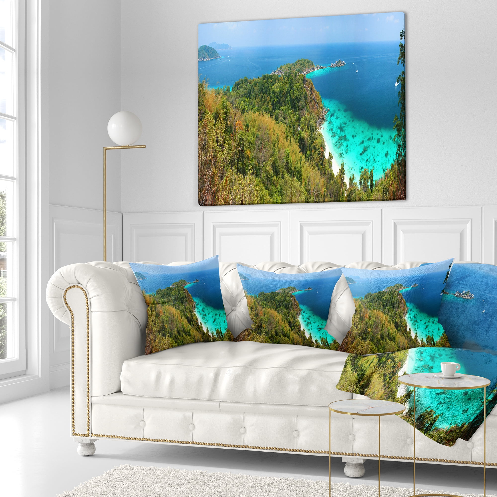 Designart Similan Islands Paradise Bay - Modern Seascape Throw Pillow - 18x18