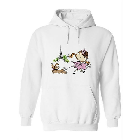 Girl And Dog In Paris Hoodie Women -SPIdeals Designs, Female XX-Large