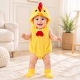 thumbnail image 4 of REDARER Baby Cartoon Chick Romper 3 Piece Set Sleeveless Hooded Bodysuit with Matching Hat and Socks Soft Fleece Snap Crotch Outfit for Infant Christmas Photoshoot Holiday Party Gift,0-3 Months, 4 of 8