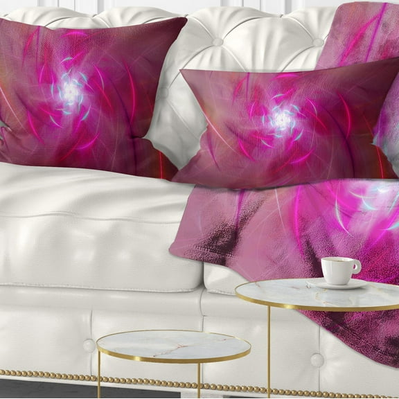 Designart Pink Fractal Whirlpool Design - Abstract Throw Pillow - 12x20