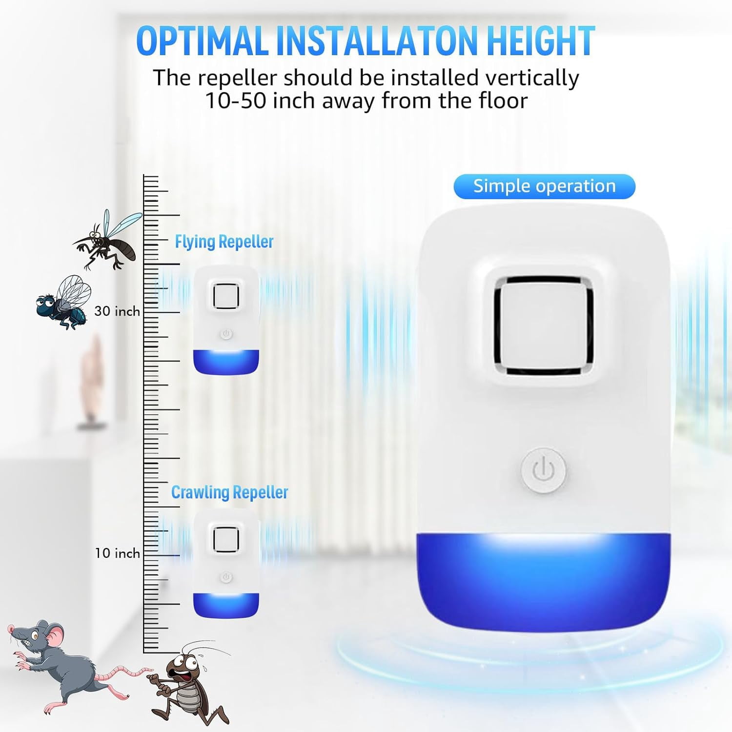Ultrasonic Pest Repeler,Indoor Mouse Repellet Plug In Pest Control for Insects, Mice, Mosquitoes, Spiders, Cockroaches, Human & Pet Safe
