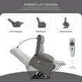 thumbnail image 4 of JONPONY Power Lift Recliner Chair with Heat and Massage, Lay Flat Assist Recliner with Side Pocket, USB Charge Port for Living Room，Grey, 4 of 13