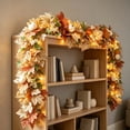 thumbnail image 4 of ChicYu Artificial Fall Maple Leaf Garland with Lights, Pumpkin Berry Vine for Mantel, 170cm LED Lighted Autumn Garland, Home Decor for Thanksgiving Party, Guirnalda de Otoño con Luces, 4 of 6