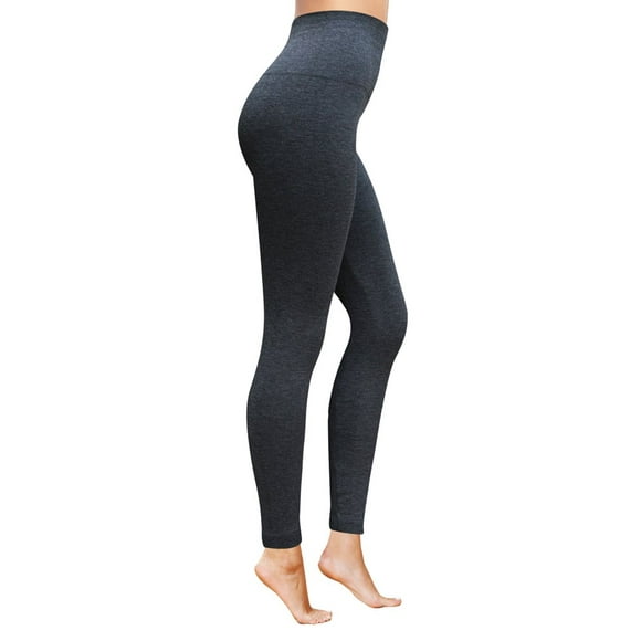 Comfy Leggings - Women's Knitted Fleece Lined Leggings - High Waist Full Length, Soft Warm Winter Pants Tummy Control Leggings for Women - Gray - Plus Size