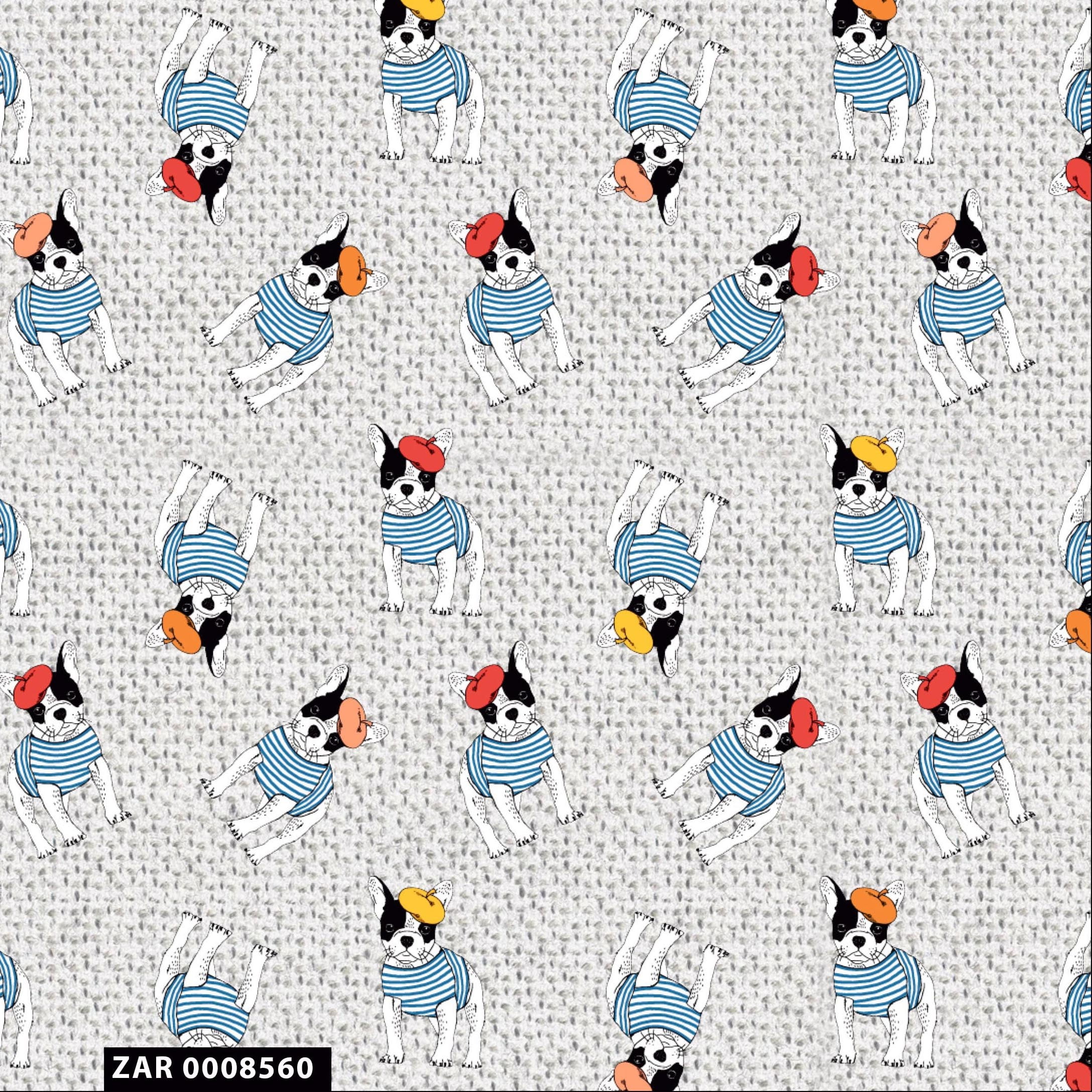 FREE SHIPPING!!! Conversational Stylish French Bulldog Design 100% Cotton Quilting Fabric for DIY Projects by the Yard - (Silver, White, Teal, Yellow and Red)