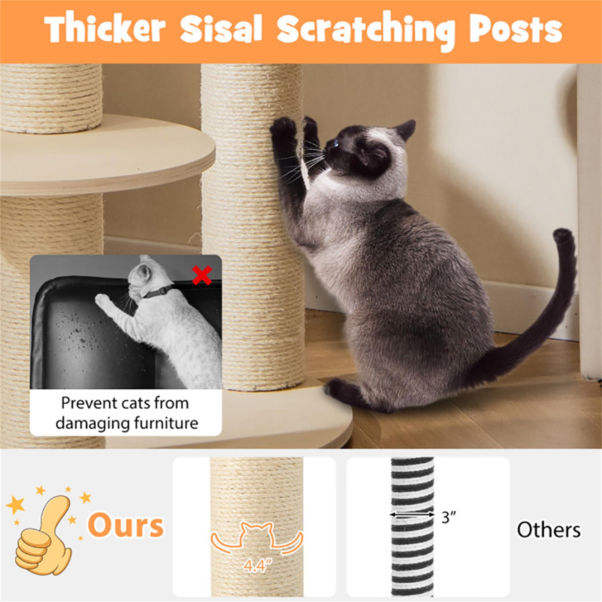 resenkos 59" Modern Cat Tree Tower for Indoor Cats, 5-level Large Wood Cat Condo with Scratching Post and Removable Pads for Small Large Cats, Beige