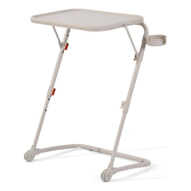 Homycasa Plateau de Salle à Manger TV Pliant Réglable avec Porte-Gobelet Beige