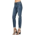 thumbnail image 2 of Judy Blue Womens Distressed Cuffed Mid Rise Slim Fit Denim Jeans (22W), 2 of 3