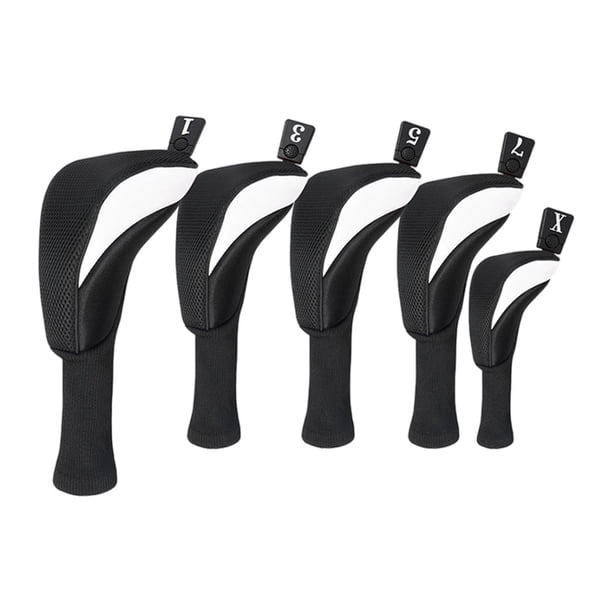 5 fundas protectoras para palos de golf, de madera, a la moda Negro