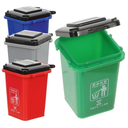 SOPOTUTU Assorted Color Mini Plastic Trash Cans 4-Pack for Home Organization, Kids' Sorting, Classroom, and Decorative Use
