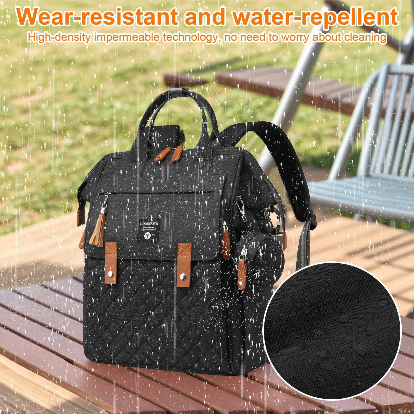 TOPCHANCES Diaper Bag Backpack, Multifunctional Baby Bag with Changing Station, 45L Large Capacity Baby Diaper Bags for Outdoor Travel (Black)