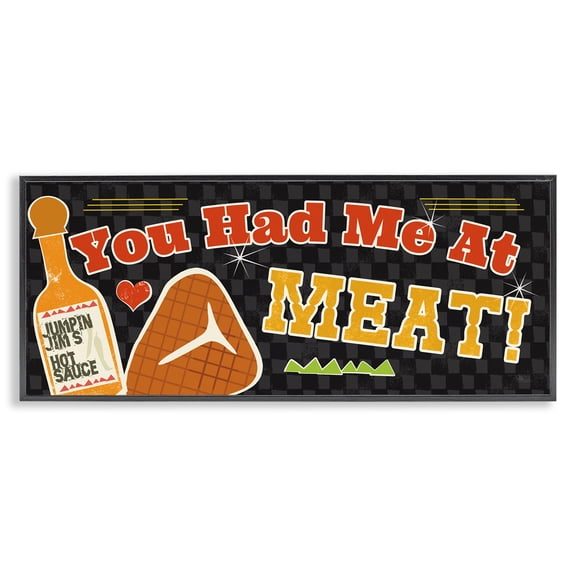 Stupell Industries Eclectic You Had Me At Meat Black Framed Giclee Art, 24 x 10, by Pela Studio