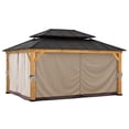 thumbnail image 1 of Sunjoy Universal Replacement Privacy Curtain,Waterproof Privacy Curtains 4-Panel Screen Walls for 12 x 16 ft Gazebo, Patio & Backyard Protection, 1 of 5