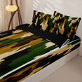 thumbnail image 2 of Castle Fairy Vintage Earth Camo Zipper Twin Comforter Sets with Fitted Sheet and 2 Pillowcases,Abstract Painterly Blotch Zipper Bedding Set,Khaki Olive Black,Reversible, 2 of 5