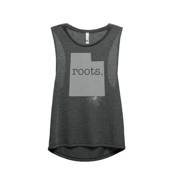 Thread Tank Home Roots State Utah UT Women's Sleeveless Muscle Tank Top Charcoal Medium