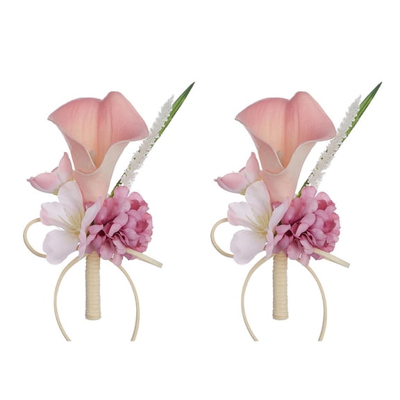 2Pack Rose Wrist Flower Corsage Set Bride And Groom Corsage Bracelet Bridesmaid Pearl Leaf Wrist Flower for Wedding Party Prom Homecoming Girl Hand Flower Decoration
