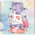 thumbnail image 1 of Metal Light Switch Wall Plate Outlet Cover (Love Friend Purple Teddy Bear Heart Pillow - Double Toggle), 1 of 2