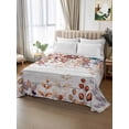 thumbnail image 2 of Orange Brown Eucalyptus Leaves Twim XL Size Flat Sheet, Wrinkleproof & Fadeproof Cooling Flat Bed Sheet Only, Botanical Farm Rustic Wood Breathable Soft Bedding Top Sheets 66 x 102 Inches, 2 of 8