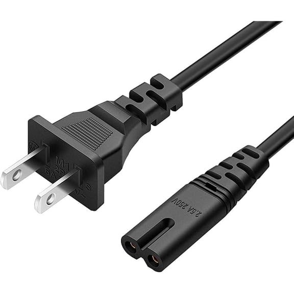 Quyaojz 6ft 18AWG 10A 125V AC Power Cord 2 Prong Cable Non Polarized (NEMA 1-15P to IEC-320-C7) [UL Listed]