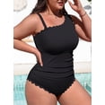 thumbnail image 6 of Asoul Plus Size One Shoulder Scalloped Bathing Suits for Womens Ruched Full Coverage Swimwear Ribbed One Piece Swimsuit Womens, 6 of 11