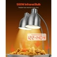 thumbnail image 3 of KFFKFF Food Warming Lamp, 500W Electric Professional Food Heating Light, Dual-Head Stainless Steel Potato Fry Warming Lamp with Trio of Bulbs, Food Heating Gear for Home Kitchen, Buffet, Diner, 3 of 9