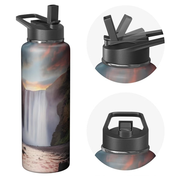 Hydration Pro Master 40oz Natural scenery Themed Water Bottle Triple Walled Insulated Stainless Steel With Straw Leak Proof