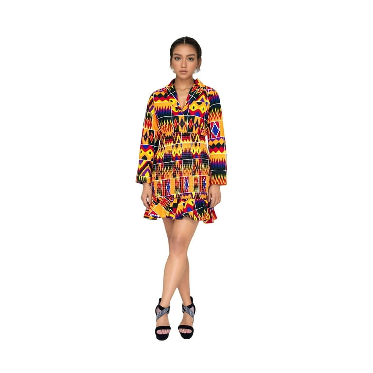 Bintarealwax African Women's Bodycon Dress V Neck Shirt Dress Elasticated Ankara Dresses African Print Strentch Long Sleeve Party Dresses Wy10859 Bintarealwax African Women's Bodycon Dress V Neck Shirt Dress Elasticated Ankara Dresses African Print Strentch Long Sleeve Party Dresses Wy10859