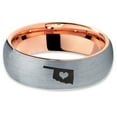 thumbnail image 2 of Tungsten Oklahoma Sooner State Heart Band Ring 7mm Men Women Comfort Fit 18k Rose Gold Dome Brushed Gray Polished, 2 of 4