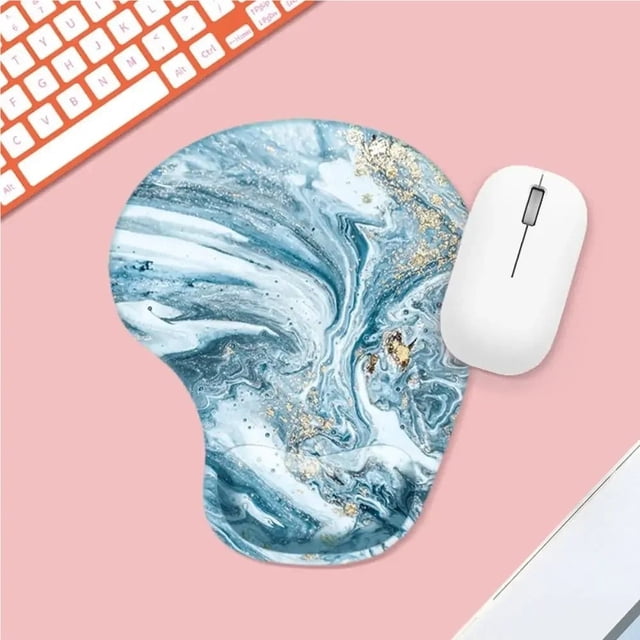 LEEYNEER Comfortable Cartoon Series Wrist Rest Mouse Pad Marbled Texture Hand Support Mouse Mat Oil Painting Non Slip Gaming Mousepad