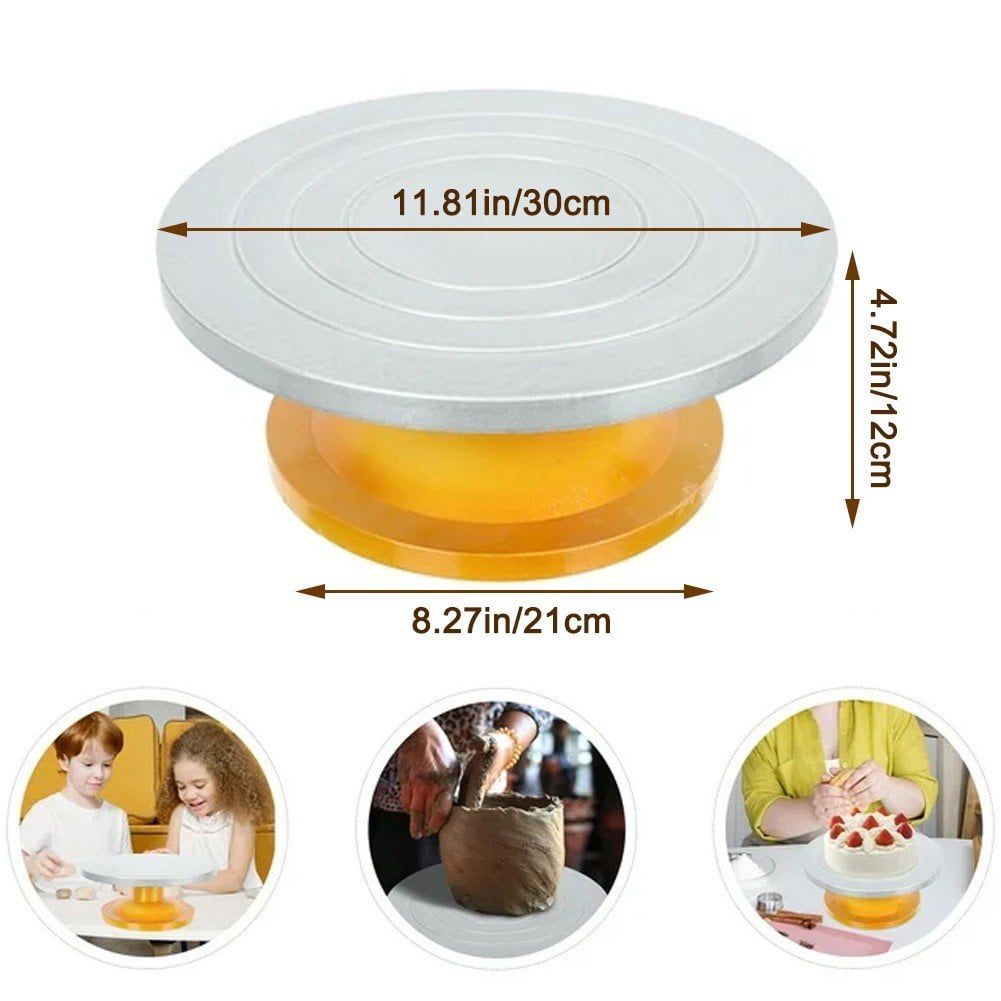 Hzzsbu 30cm Heavy Duty Pottery Banding Wheel, Manual Rotating Turntable for Clay Sculpture Cake Decorating