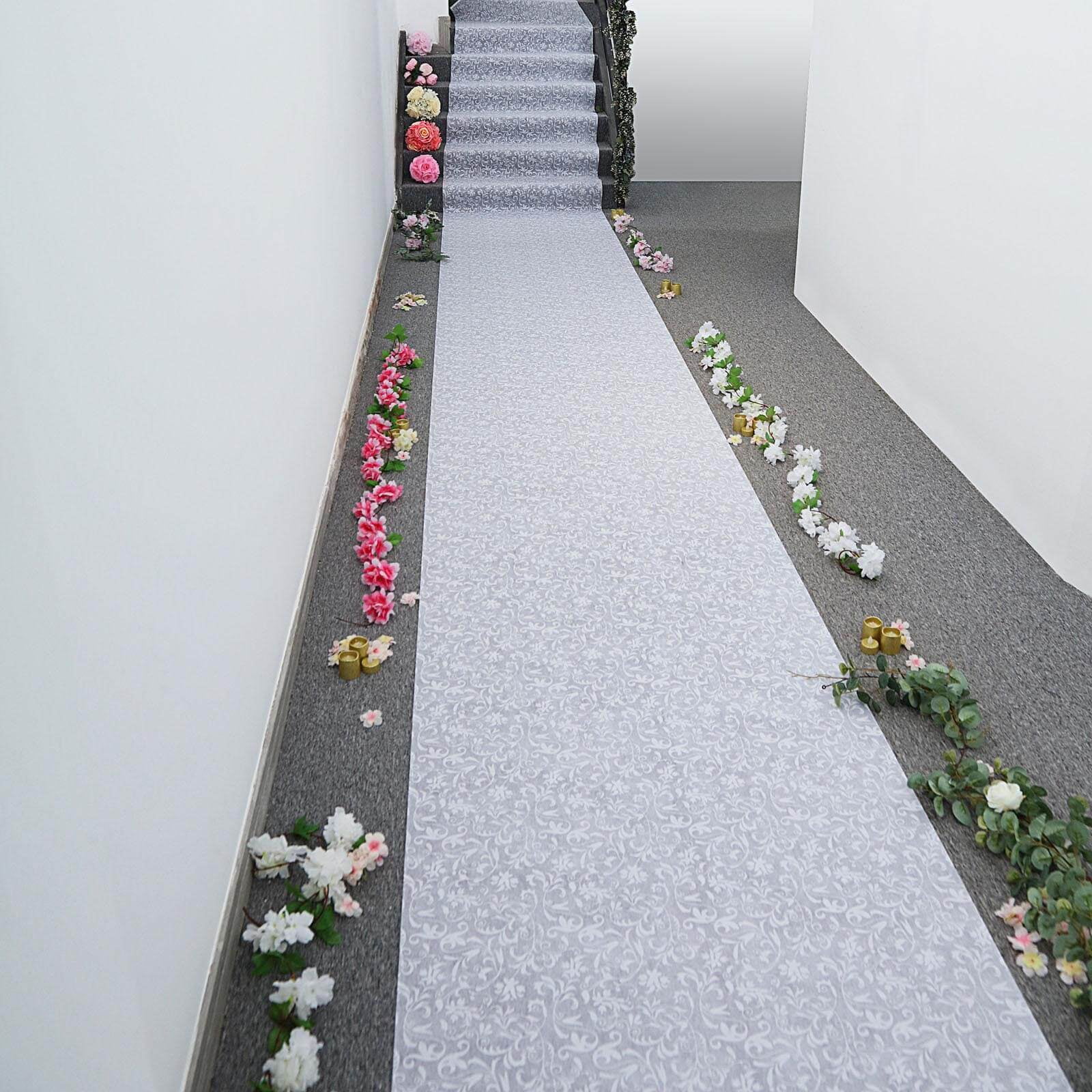 Efavormart 36"x 100ft White Floral Lace Aisle Runner - Walmart.com