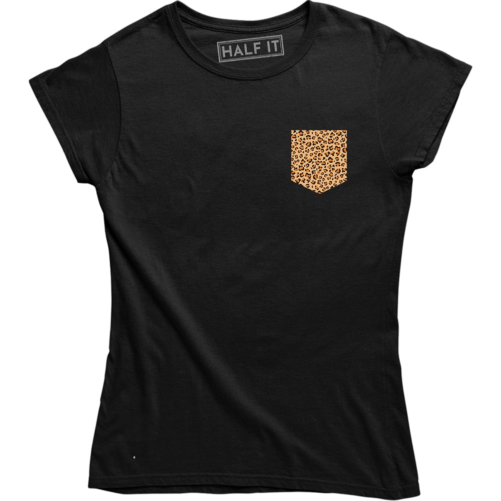 ★LECYTO★ Leopard Trail TShirtKhaki Amazing Cheetah Leopard Pocket Print Graphic Design Women's
