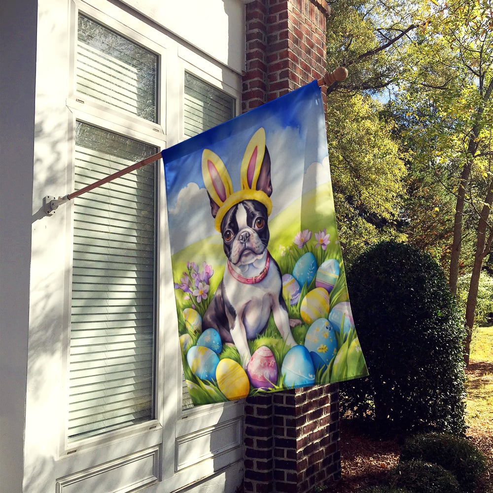 Boston Terrier Easter Egg Hunt House Flag 28 in x 40 in