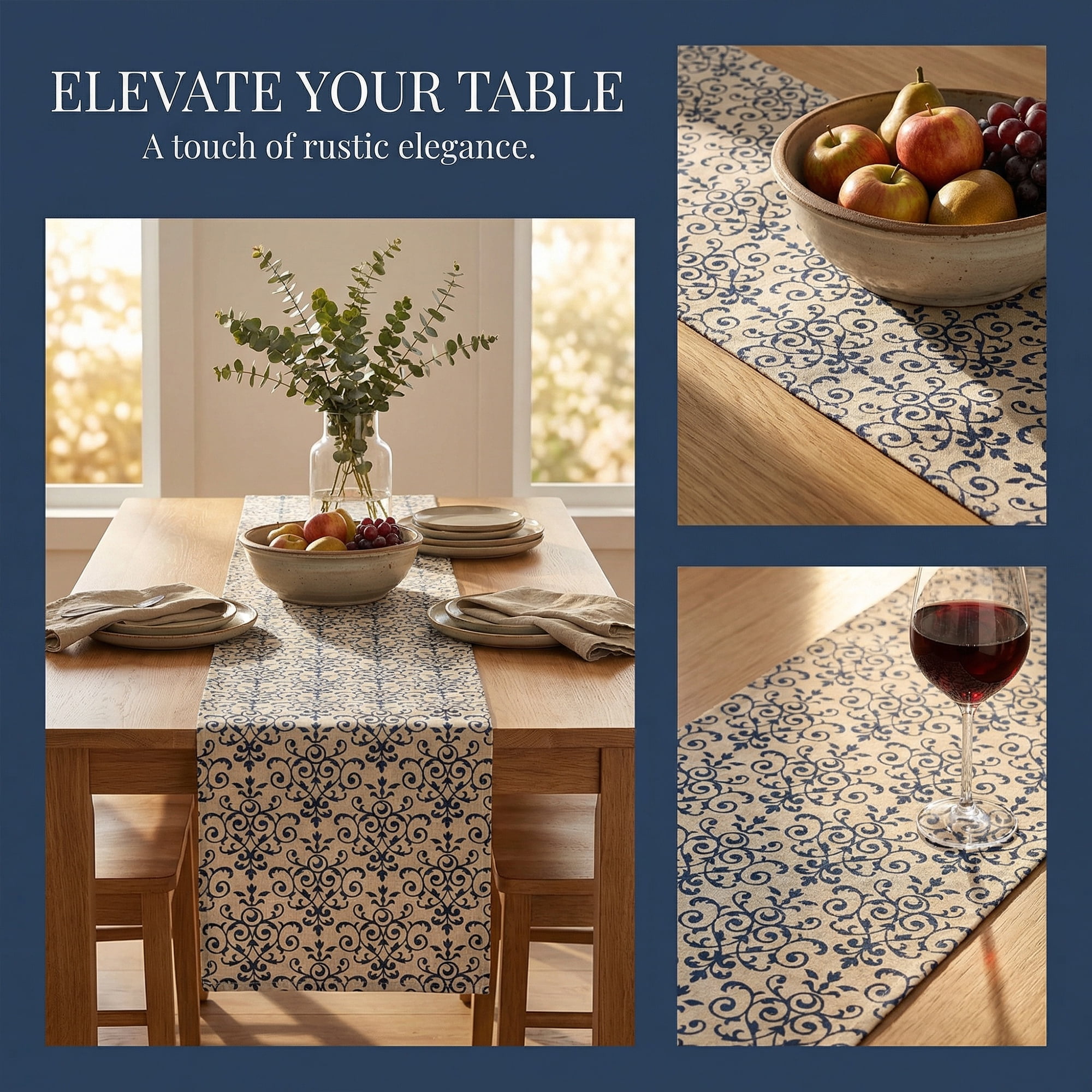 Unique Bargains Birthday Decorations Long Cotton Kitchen Runner Blue 11.8x78.7in
