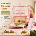 thumbnail image 4 of DTTRA Twin over Full Playhouse Metal Bunk Bed with Slide, Ladder, LED Light & Storage Cabinet, Pink, 4 of 9