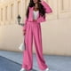 thumbnail image 5 of Pantalones Traje de dos piezas para mujer, Blazer de Color sólido, conjuntos de 2 piezas, trajes de trabajo femeninos Kuymtek Rosa T L para Mujer, 5 of 5