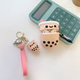 thumbnail image 3 of Bonita funda para Aairpods 1/2 con llavero, diseño de té de leche rosa Boba compatible con Aairpods 1/2, funda de carga para mujeres y niñas MFZFUKR  WMPH-1195, 3 of 9