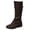 Coffee, variant on Rokment Vintage Knee High Combat Boots for Women Casual Buckles Leather Lace up Platform Wedge Mid Heels Mid Calf Motorcycle Riding Tall Booties