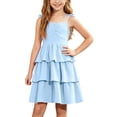 thumbnail image 3 of Piuwrlz Girls Back to School Dresses Uniform Preppy Dress Comfortable Bow-knot A-Line Princess Skirts Blue Size 5 T, 3 of 10