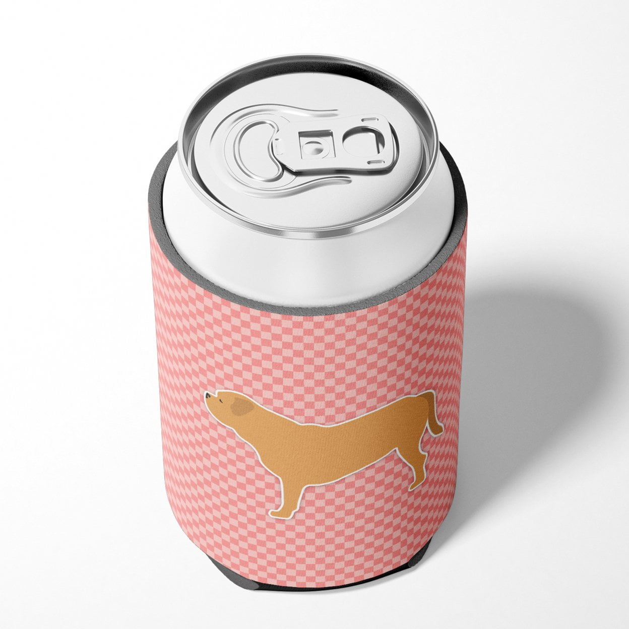 Dogue de Bordeaux Checkerboard Pink Can or Bottle Hugger