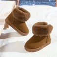 thumbnail image 6 of Quealent Girls Winter Boots Fuzzy Sherpa Fleece Faux Furry Lined Short Boots Lightweight Non Slip Snow Shoes Ankle Booties Brown for Size 12.5, 6 of 9