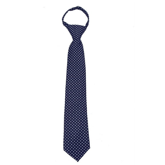 Boy's 14 inch Polka Dot 14 inch Zipper Necktie - Navy