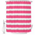 thumbnail image 2 of Pink Striped Waterproof Fabric Shower Curtain,Modern Simple Monochrome Geometric White Waterproof Fabric Shower Curtain for Bathroom Curtains Bathtubs Shower Curtains with 12 Hooks Stall 48x72in, 2 of 8